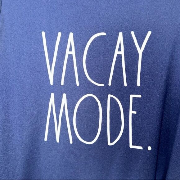 RAE DUNN. S NavyโPink Racer Back Tank Crop Wide Pants VACAY MODE. PJ Set - Picture 7 of 13